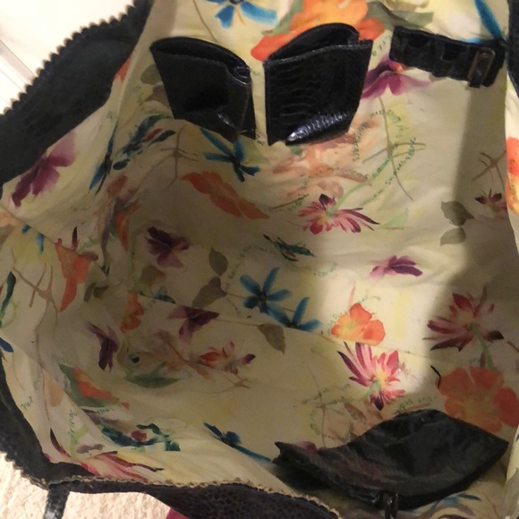 Snake pleather navy/gray tote by Carlos falchi - Picture 3 of 3